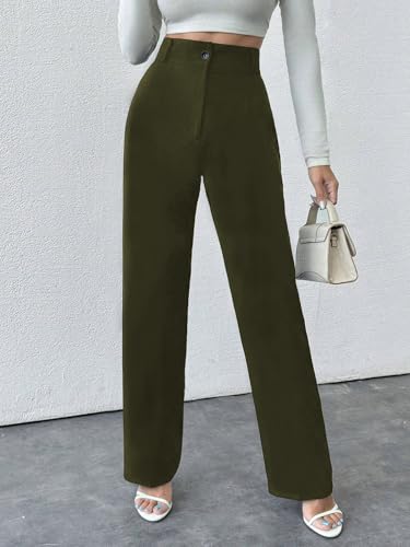 Image of Toochki Trousers for Woman Pants Women's Formal Office Korean | Black Track Pant | Straight | Cotton Spandex Stretchable Trouser | High-Waisted Bottom Wear