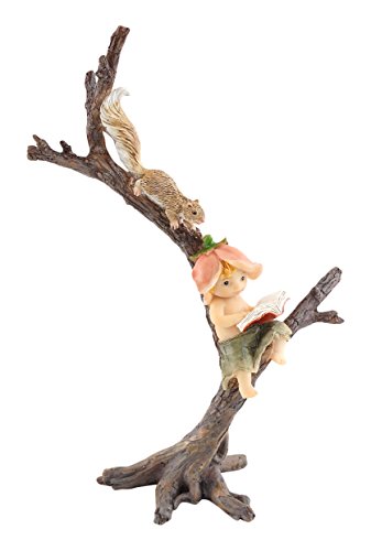 Top Collection Miniature Fairy Garden and Terrarium Garden Sprite Reading Book with Squirrel Statue