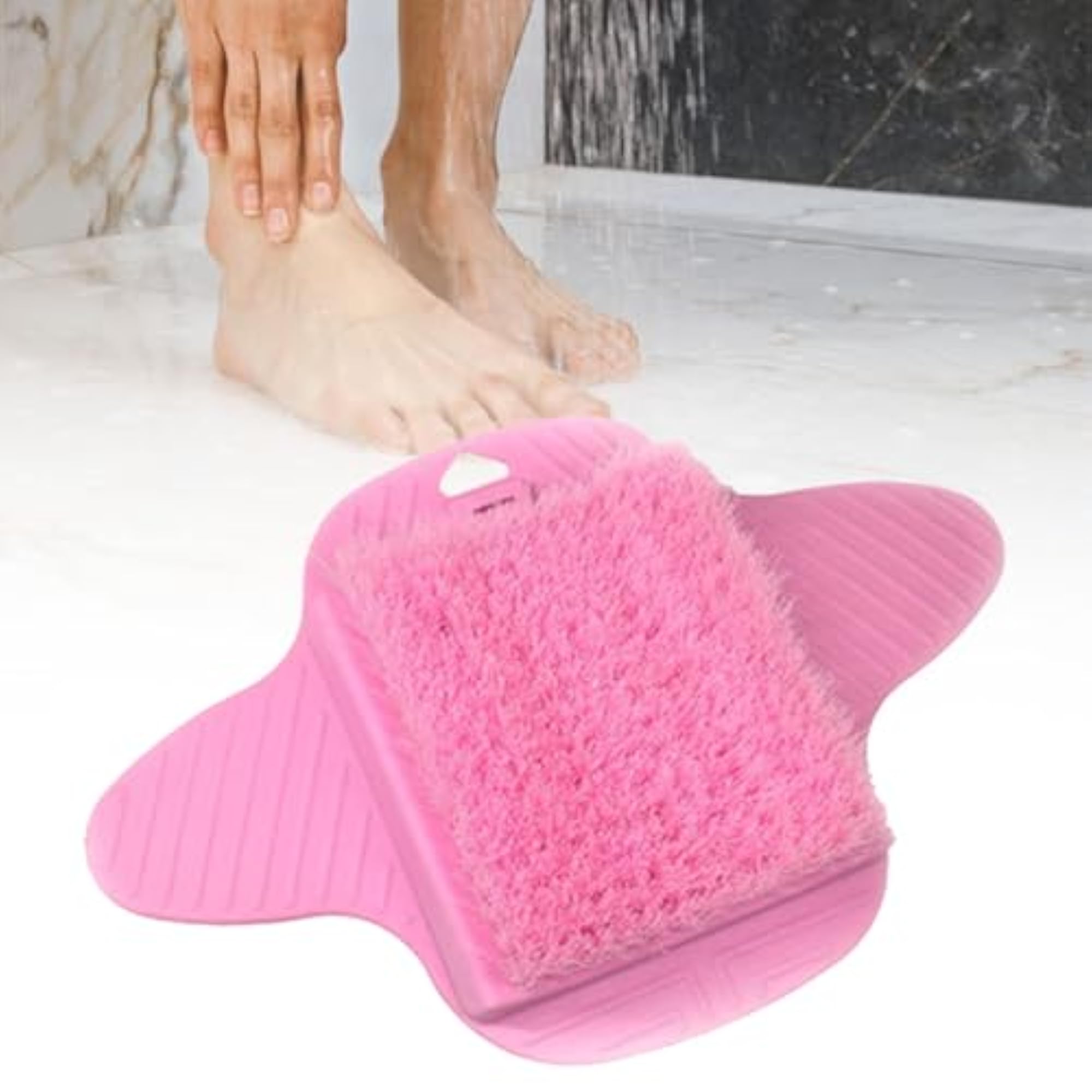 Pink Shower Foot Scrubber Mat with Nonslip Suction Cups