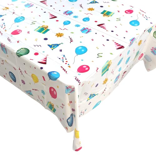 EASYKEENECOM Mantel desechable de plástico para fiesta de cumpleaños, decoración de mesa, accesorios para niños, niñas, 137 x 274 cm
