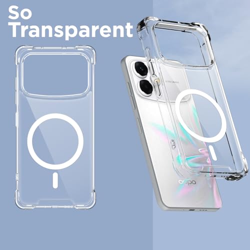 Image of Pikkme Back Cover for Oppo F33 Pro 5G Mag-Safe Shockproof PC + TPU | Protective Case Magnetic Support | Bumper Case (Transparent Mag-Safe)