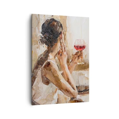 Quadro Su Tela Verticale 50X70Cm Stampe Da Parete Donna Vino Ritratto Piccoli Decorazione Murale Camera Da Letto Cucina 1 Pezzo Quadri Moderni Soggior
