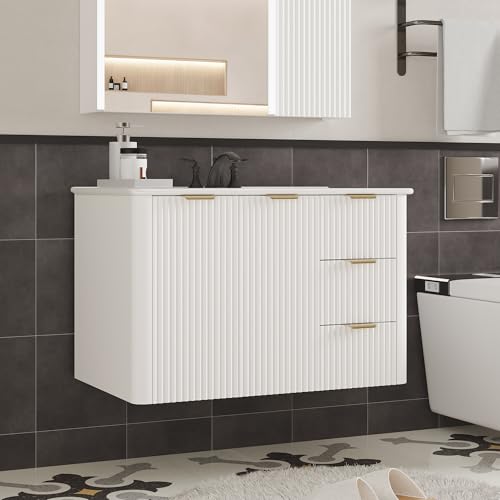 BONITURE 30 Inch Bathroom Vanity with Sink，Floating Bathroom Vanity Cabinet