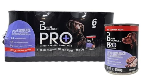 (6 Pack) ~ Pure Balance Pro+ Performance Beef & Chicken Recipe Wet Dog Food, No Artificial Preservatives, Artificial Colors, Or Artificial Flavors ~ 12.5 Oz Cans.