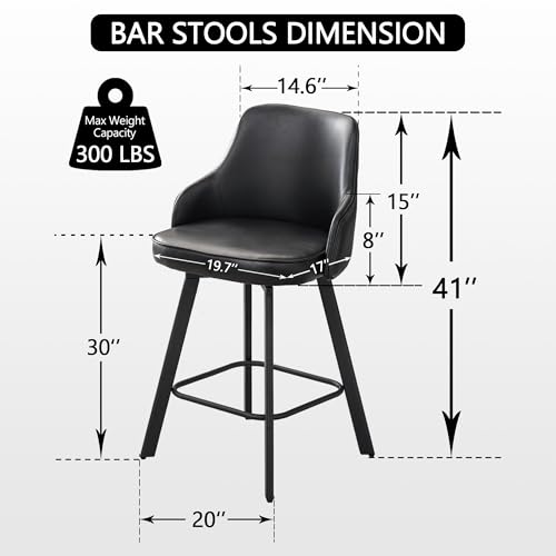 Image of 30 Inch Swivel Bar Stools Set of 2 with Back, Bar Chairs for Kitchen Island