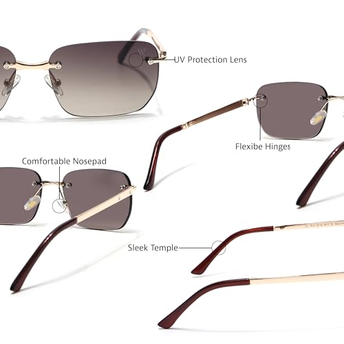 Image of Voyage Rimless Polarized Sunglasses for Men & Women (Black Lens | Black Frame - MG7601)