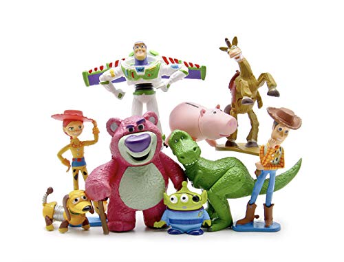 Toy Story Figures Set - 9 Pcs Toy Story Cupcake Toppers - Toy Story Birthday Party Supplies with Woody, Buzz Lightyear, Jessie, Lotso, Bullseye, Rex, Alien, Slinky, Hamm - Toy Story Cake Decorations