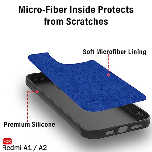 Image of TheGiftKart Liquid Silicon Back Cover Case for Mi Redmi A1 / A2 | Stylish Camera Protection Module | Micro-Fibre Lining Inside | Shockproof Back Cover Case for Mi Redmi A1 / A2 (Silicone, Black)