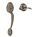 SCHLAGE FE285-PLY-GEO Plymouth Keyed Entry Handleset with a Georgian Interior Kn, Antique Pewter