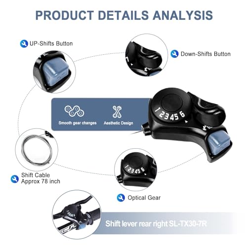 image for RainFlowwer Bike Shifter SL-TX30-6R, 6 Speed Bike Right Thumb Shift Le