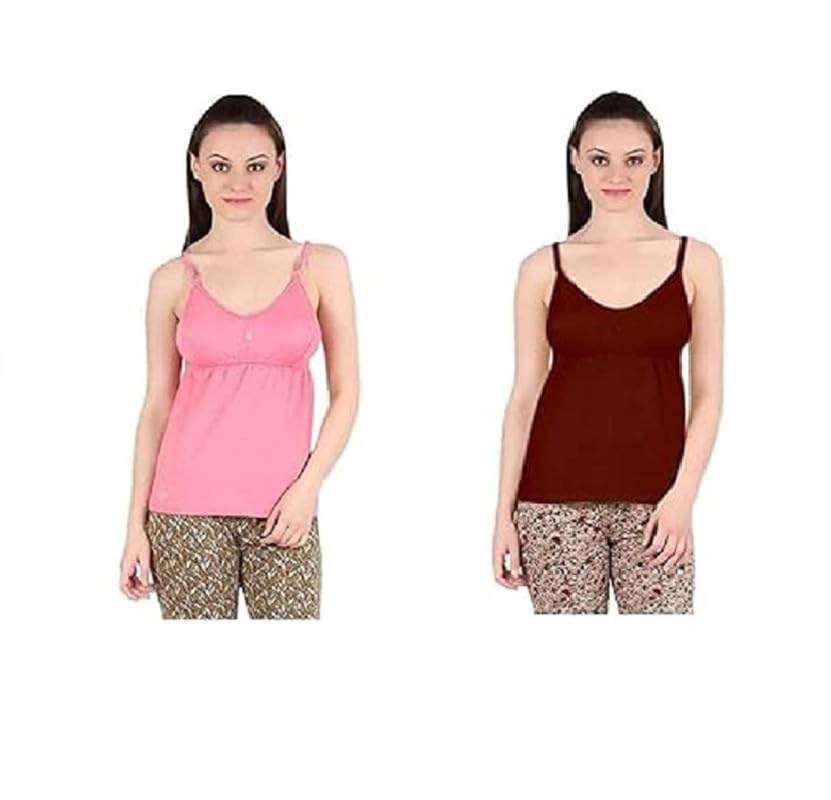 Women's Cotton Adjustable Strap Bra Camisole Pack of 2-image-0