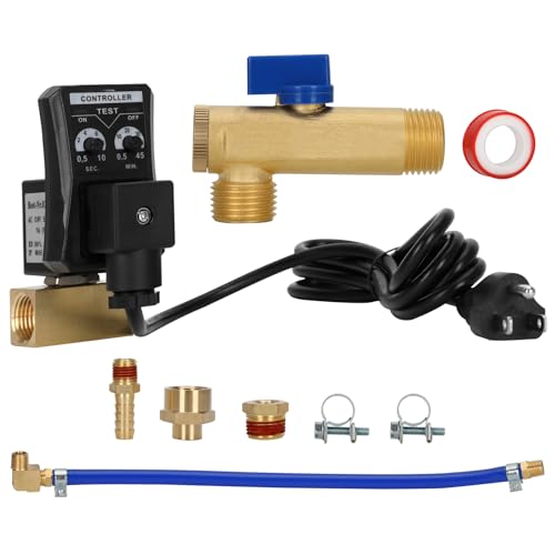 Automatic Electronic Tank Drain Kit with timer-controlled operation and built-in ball-valve strainer ideal for compressed air systems