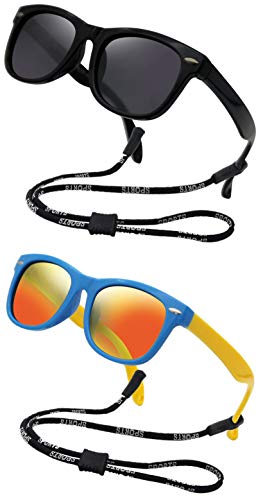 COOLSOME Óculos de sol infantis flexíveis polarizados para meninos e meninas de 3 a 10 anos com alça