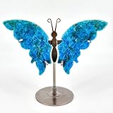 Natural Crystal Gem Stone Blue Apatite Carved Butterfly Wings Figurine