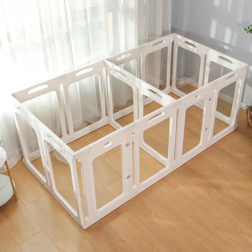 Qoility Tall 2 Room Clear Dog Playpen, Height 30", 14 Panels, Expandable Size & Flexible Shape, White