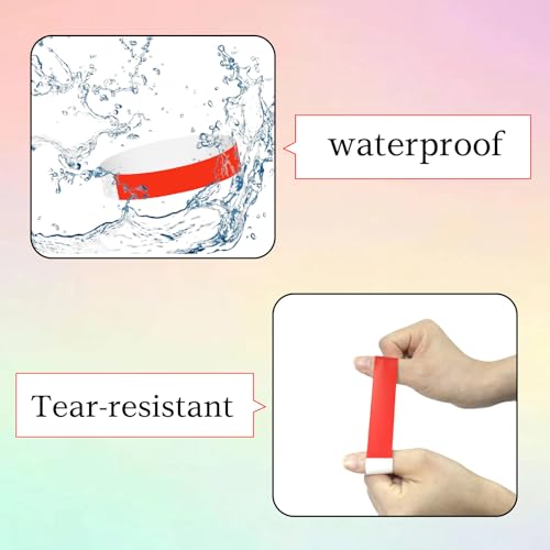 100 Stück Kunststoff-Papier-Armbänder für Veranstaltungen, wasserdichte Papier-Armbänder Einweg-Papierarmbänder für Musikfestivals, Clubpartys, Ausstellungen (Rot)