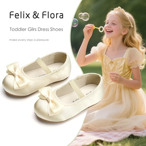 Image of Felix & Flora Toddler Flower Girl Dress Shoes - Girl Ballet Flats Party School Shoes Wedding