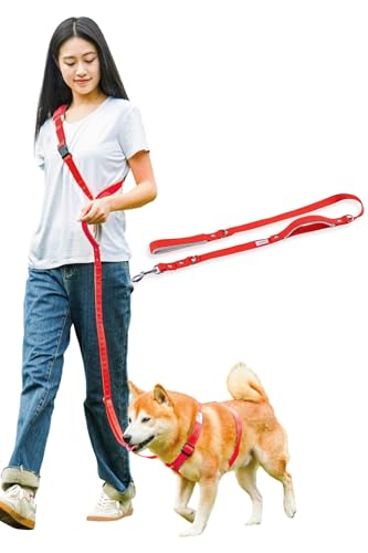[LaLUCA GOODS] 犬 ショルダーリード 小型犬 中型犬 大型犬 アドバンスモア 01モデル ハンズフリー レッド リードパーツ Mサイズ