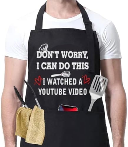 ONFAON Funny Apron for Men Women, Father's Day Gifts, Gifts for Mom,Birthday Gifts for Men Women, Cooking Apron，Christmas Gifts for Dad Mom，Cooking Grilling Aprons for Men，Chef Gifts