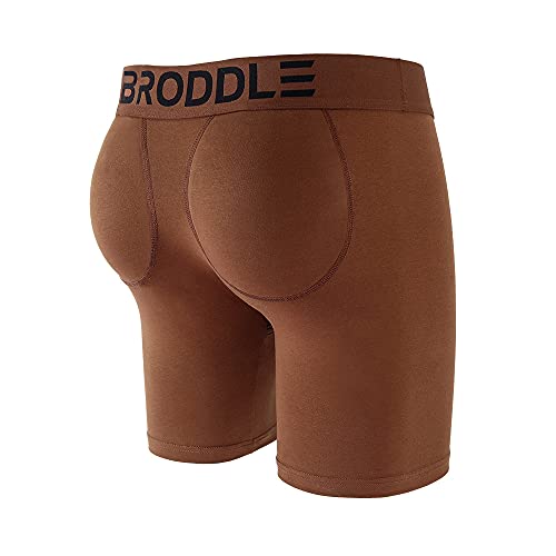 BRODDLE Mens Package and Butt Padded Underwear Enhancing Boxer Briefsâ€¦ (Dark Brown, l)