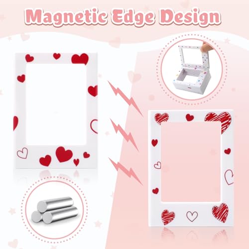Mototo 16 Pack Magnetic Picture Frame for Fujifilm Instax 2.5x3.5in Fridge Magnets Photo Frames Mini Table Photo Frame Holder for Fridge School Office Wallet Size Picture Frames — view 3