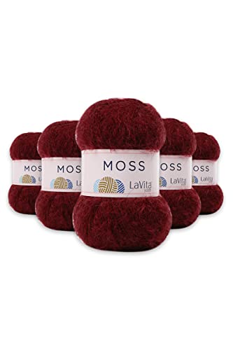 LaVita Moss Super Soft Crochet Hand Knitting Crochet Garn, 5 Stück Packung, %60 Polyamid, 40% Premium Acryl, 1 Knäuel 100 g, 245 Takmt-Garn (3214-Burgundy) LaVita Moss Super Soft Crochet Hand Knitting Crochet Garn, 5 Stück Packung, %60 Polyamid, 40% Premium Acryl, 1 Knäuel 100 g, 245 Takmt-Garn (3214-Burgundy)