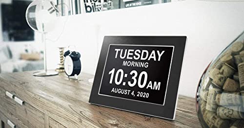 American Lifetime, Premium Version, Day Clock Extra Large Impaired Vision Digital Clock With Battery Backup And 5 Alarm Options, Limited Edition Black Polished Frame Design #TOP5