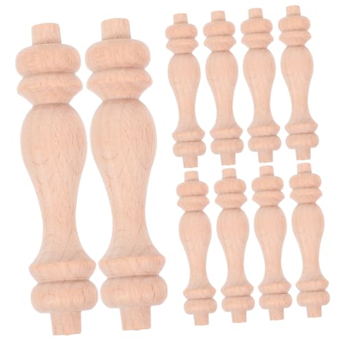 Veemoon Lot de 10 Balustrades Bois de Colonne Romaine pour Décoration de Meubles Soi-même et Colonne de Garde-corps Escalier en Bois Naturel