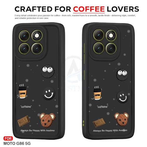 Image of AESTMO Back Case Cover for Motorola Moto G86 5G Cover | Cute Fun Cartoon 3D Ball | Coffee Silicone Case | Full Body Protection | Camera Protection Back Cover for Motorola Moto G86 5G (Black)