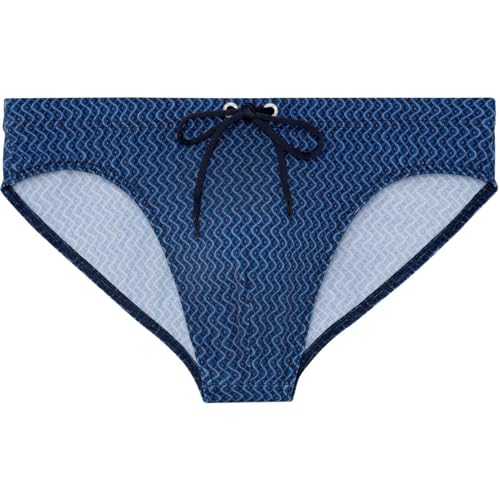 Hom Herren Morny Badehose Swim Briefs, Micro Motiv Marineblau/Orange, 50