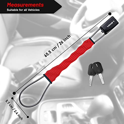 Vinsify Steering Wheel Lock Anti Theft Car Device - Seat Belt Car Lock Security - Lightweight & Easy To Handle - Durable Material - Fits Most Vehicles : Cars Trucks Suvs Vans & Golf Carts. (Red) #TOP5