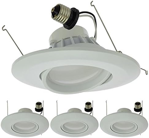 6" (5"-Compatible) Recessed Dimmable 15W LED Adjustable Head Downlight with White Trim, ETL & Energy Star (4-Pack), Warm White 3000K, 2216WW-30Kx4