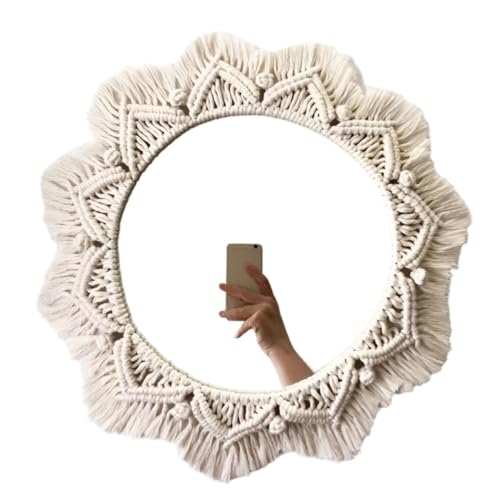 Hemasa Espejos de pared redondos grandes para decoración de Roma, decoración del hogar, macramé, espejos decorativos para sala de estar/dormitorio, espejo 2