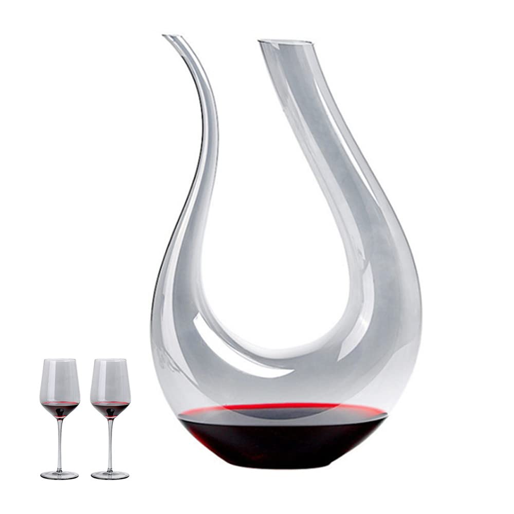 STARRY G Decantador de vino tinto, jarra de decantador de vino, jarra para vino, magníficos decantadores, decantador en forma de arpa en U, decantador de cristal sin plomo de 1.5 L para entusiastas