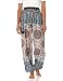 Lannaclothesdesign Women's Rose Drawstring Tassel Loose Fit Harem Style Pants Regular Black White