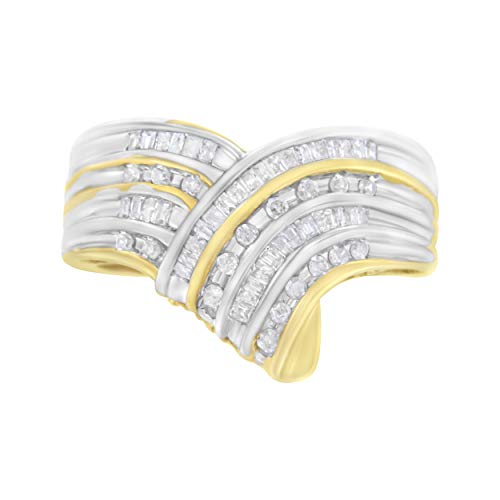 10KT Yellow and White Gold 1/2 cttw Diamond Bypass Ring (I-J, I2-I3) - Size 7