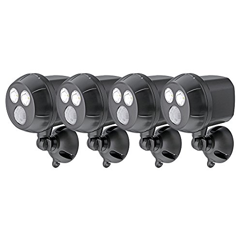 Mr. Beams MB394 300-Lumen Weatherproof Wireless Battery Powered LED Ultra Bright Spotlight with Motion Sensor, Brown (Pack of 4)