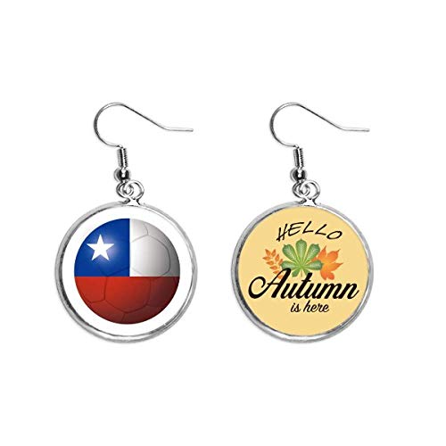 Boucles d'oreilles Chili national flag football pendantes feuille d'automne