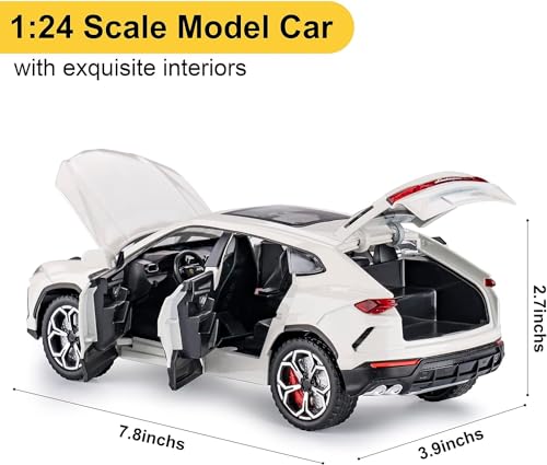 Image of Toy Cars for Boys Lambo Urus Car Toys for 3 4 5 6 7 8 Year Old Boy Metal Cars for Kids Diecast Model Cars with Light and Sound Birthday Gifts (White)