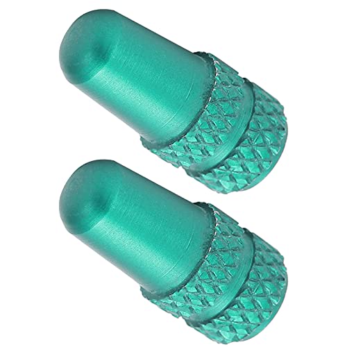 2 pack tapas de válvula para neumáticos de bicicleta de aleación de aluminio para bicicletas de carretera y lluvia, válvula estilizada verde compatible con Presta y válvulas miniatura 3
