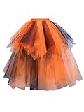High Low Tulle Skirt for Women Multicolored Layered Tutu Dress 1950s Vintage Ballet Bubble Skirt Tulle Petticoat Puffy Tutu Black Orange