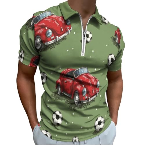 Polo homme manches courtes grande taille col zippé vert anti transpirant