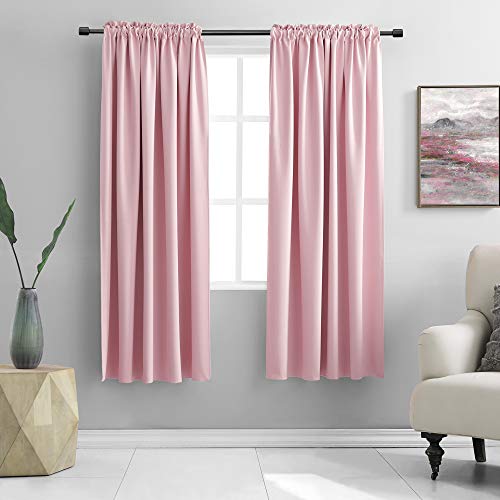Image of DONREN 72 Inch Curtains for Living Room - Blackout Thermal Insulated Window Drapes with Rod Pocket (2 Panels,42 x 72 Inch,Pink)