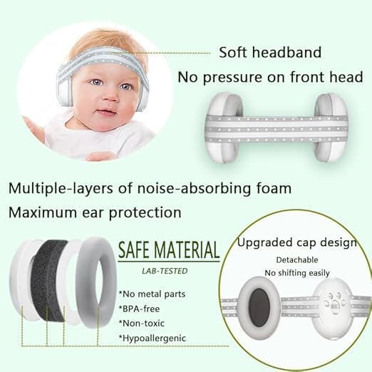 Image of PAPAL Baby Ear Muffs - Hearing Protection for Infants & Toddlers (0-3 Years), Adjustable & Soft, 25 dB Noise Cancelling - Sleep Better, Travel Easier