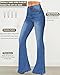 BISUAL Women's Fashion High Rise Jeans Slimming Wide Leg Stretch Denim Flare Bellbottom Jeans (Light Blue, US 8)