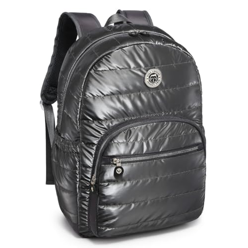 Mochila Feminina Kika Escolar Costa Grande Lona Metalizada holografica Juvenil (Chumbo)