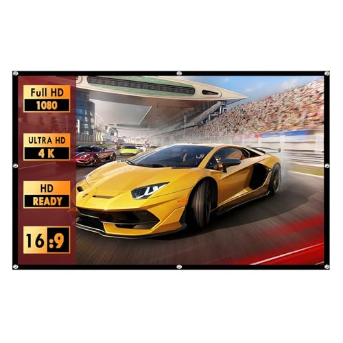 ZIHQRgE 72-300 Zoll Beamer Leinwand Waschbare 16:9 HD Anti-Falten Projektorleinwand für Camping, Partys, Heimkino, Büro(120 Inch 16:9)