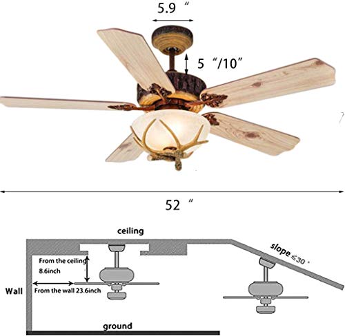 Ykolupty D52Inch Antler Chandeliers Fan Light Rustic Ceiling Fan Fandelier Ceiling Fan Chandelier Ceiling Fan Cieling Fan With Remote Control Flush Mount Ceiling Fan #TOP6