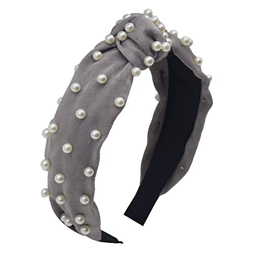 MHDGG Pearl Headbands Headbands for Women,1Pcs Elegant Wide Headbands Knot Headbands for Women Headwear Barrette Styling Tools Accessories,Gray