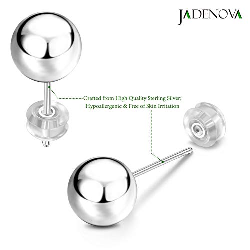 JADENOVA 925 Sterling Silver Ball Stud Earrings for Women Multiple Piercing Earring Set Round Tiny Large Studs for Sensitive Ear Hypoallergenic Men (6 pair,3mm-8mm)3